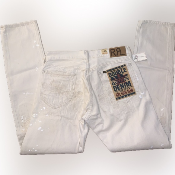 RRL DoubleRL Ralph Lauren High Slim Cream Beige Straight Cowboy Jeans 30x30 Pant - Picture 8 of 13